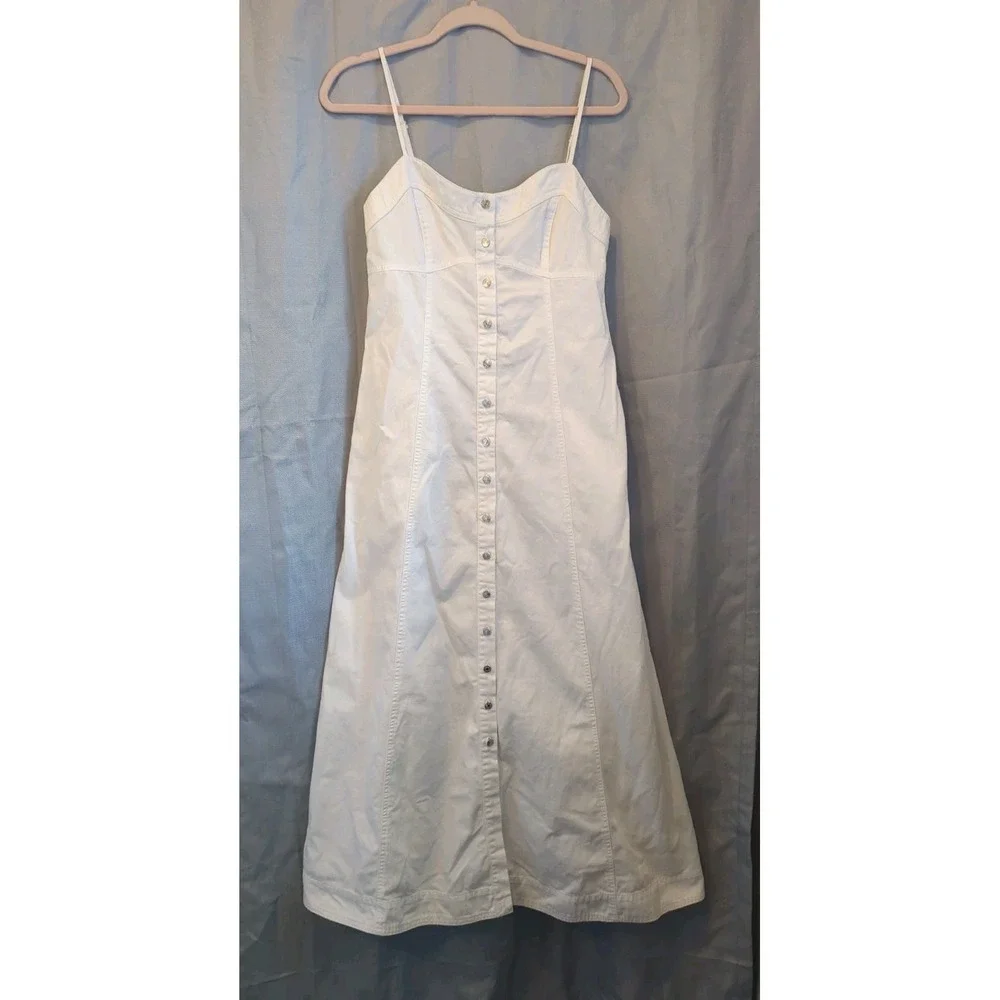 Free People Just Jill White Cotton Maxi Dress M Boho Cottagecore Festival Denim
